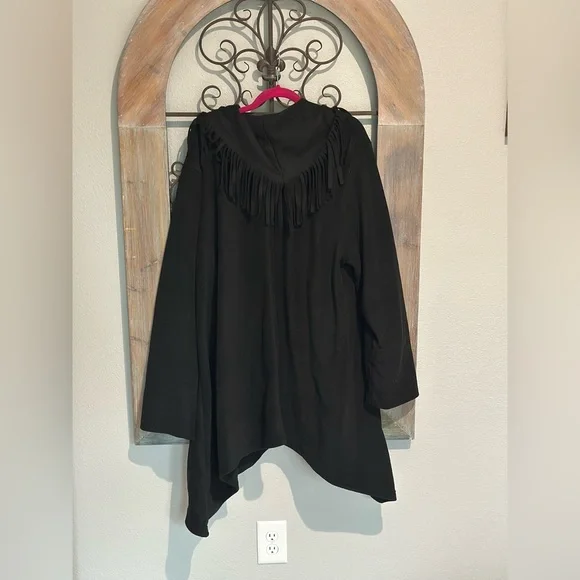 WomanWithin- Black Fringe Cardigan 1X - Picture 5 of 5